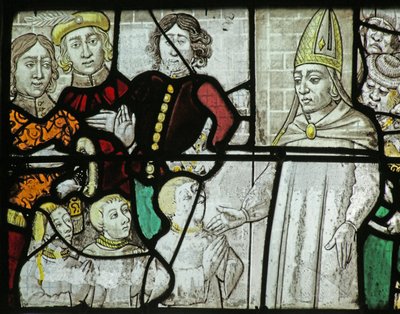 Window depicting St Nicholas rescuing three boys by French School